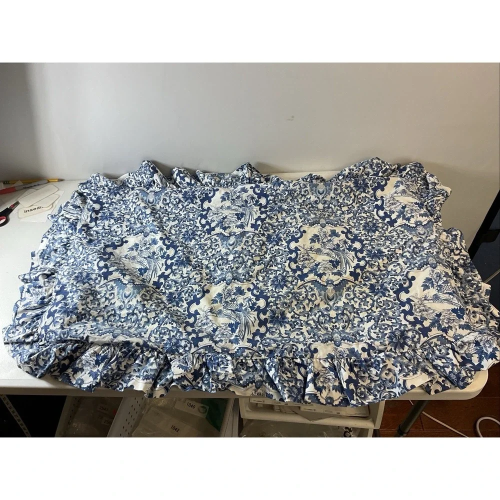 Set of 2 Ralph Lauren King Pillow Sham Tamarind Porcelain Blue Custom Ruffle